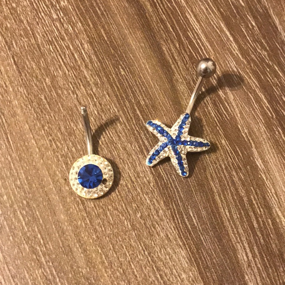 Sapphire Starfish Belly Button Ring